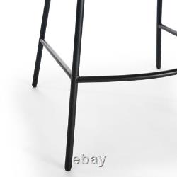 Set of 2 Natural Rattan Indoor Counter Chair Black Finish Steel legs Black