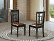 Set Of 2 Nicoli Kitchen Dining Chairs With Faux Leather Padded Seat Black Finish
