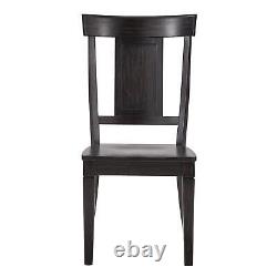 (Set of 2) Panel Back Wood Dining Chairs in Vintage Black Finish 39inT