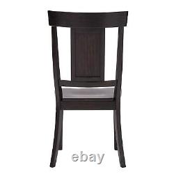 (Set of 2) Panel Back Wood Dining Chairs in Vintage Black Finish 39inT