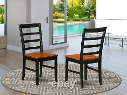 Set of 2 Parfait kitchen and dining chairs with padded cushion in black finish