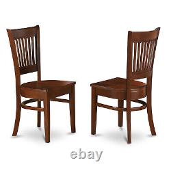 Set of 2 Vancouver dinette kitchen dining chairs with wood seat in black finish