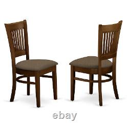 Set of 2 Vancouver dinette kitchen dining chairs with wood seat in black finish