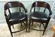 Set Of 2 Vintage Dark Finish Swivel Bar Stools With Arms Pickup Only