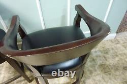 Set of 2 Vintage Dark Finish Swivel Bar Stools with Arms Pickup Only