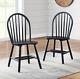 Set Of 2 Windsor Dining Chairs Black Finish Wood High Back Kitchen Furniture