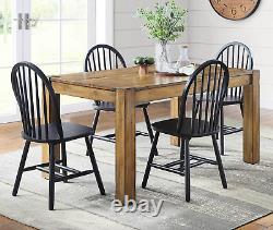 Set of 2 Windsor Dining Chairs Black Finish Wood High Back Kitchen Furniture