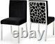 Set of 2, Zariya Modern Black Velvet Dining Chair Geometric Back Chrome Finish