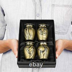 Set of 4 Beautiful Small Mini Keepsake Urn for Human Ashes Gold And Black Finish