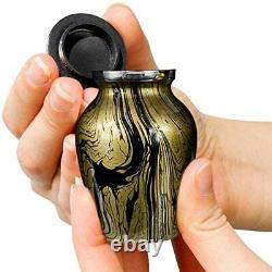 Set of 4 Beautiful Small Mini Keepsake Urn for Human Ashes Gold And Black Finish