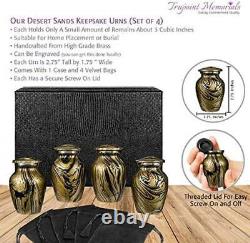 Set of 4 Beautiful Small Mini Keepsake Urn for Human Ashes Gold And Black Finish