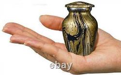 Set of 4 Beautiful Small Mini Keepsake Urn for Human Ashes Gold And Black Finish