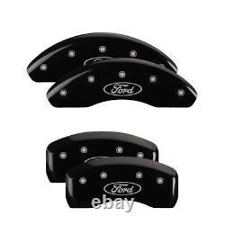 Set of 4 Black finish, Silver Ford Oval Logo