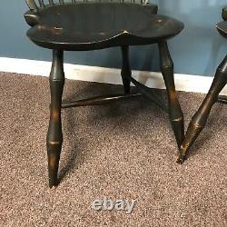 Set of 4 D. R. Dimes Windsor Chairs in Dark Green Crackle Finish