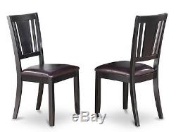 Set of 4 Dudley dinette kitchen dining chairs with leather seat in black finish