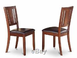 Set of 4 Dudley dinette kitchen dining chairs with leather seat in black finish