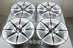 Set of 4 New 15x6.5 DDR Blade White/Black Finish 15 Rims Wheels 4x100 4x114.3