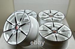 Set of 4 New 15x6.5 DDR Blade White/Black Finish 15 Rims Wheels 4x100 4x114.3