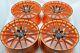 Set Of 4 New 18x8 Ddr Zuki Orange Black Finish 18 Wheels Rims 5x114.3 38mm