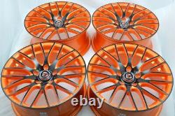 Set of 4 New 18x8 DDR Zuki Orange Black Finish 18 Wheels Rims 5x114.3 38mm