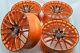 Set Of 4 New 18x8 Ddr Zuki Orange/black Finish 18 Wheels Rims 5x114.3 38mm