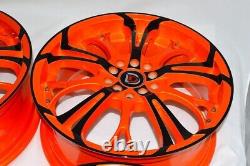 Set of 4 New DDR R25 17x7 5x100/114.3 Orange/Black Finish 17 Wheels Rims