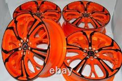 Set of 4 New DDR R25 17x7 5x100/114.3 Orange/Black Finish 17 Wheels Rims