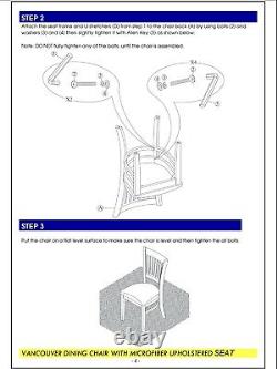 Set of 4 Vancouver dinette kitchen dining chairs with padded seat black finish