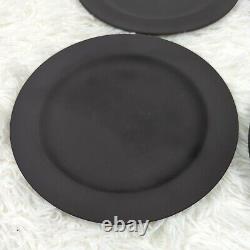 Set of 4 Wedgwood Black Basalt Solid Black Matte Finish Dessert Plates 7.5