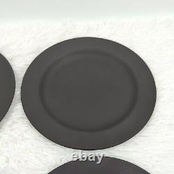 Set of 4 Wedgwood Black Basalt Solid Black Matte Finish Salad Plates 7 5/8