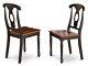 Set Of 4 Dinette Kitchen Dining Chairs With Wood Seat In Black & Cherry Finish