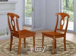 Set of 4 dinette kitchen dining chairs with wood seat in black & cherry finish