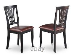 Set of 6 Avon dinette kitchen dining chairs with faux leather seat in black