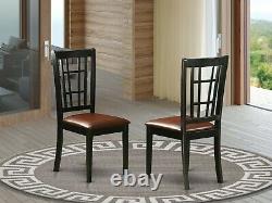 Set of 6 Nicoli kitchen dining chairs with faux leather padded seat black finish