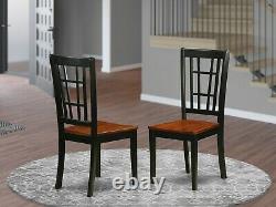 Set of 6 Nicoli kitchen dining chairs with faux leather padded seat black finish