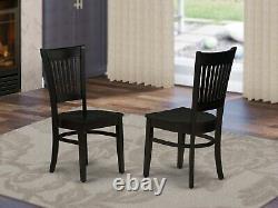 Set of 6 Vancouver dinette kitchen dining chairs with wood seat in black finish