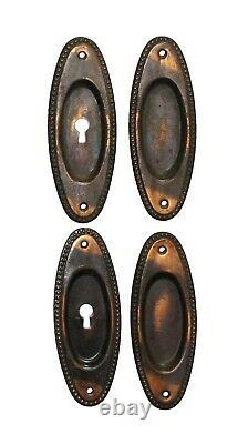 Set of Traditional Japanned Finish Steel Pocket Door Plates