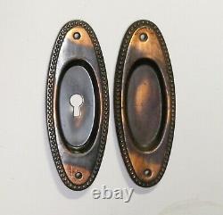 Set of Traditional Japanned Finish Steel Pocket Door Plates