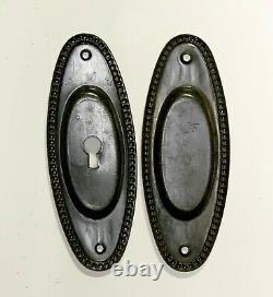 Set of Traditional Japanned Finish Steel Pocket Door Plates