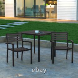 Set of Two Saunton Black Aluminum Stacking Patio Chairs with Gray Wash Finish