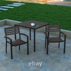 Set of Two Saunton Black Aluminum Stacking Patio Chairs with Gray Wash Finish