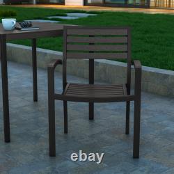 Set of Two Saunton Black Aluminum Stacking Patio Chairs with Gray Wash Finish