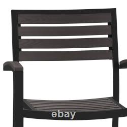 Set of Two Saunton Black Aluminum Stacking Patio Chairs with Gray Wash Finish