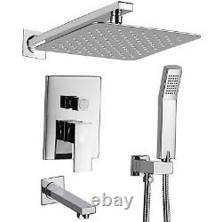 Shower Faucet System Set 10Rainfall Tub Spout with Mixing Valve Chrome Finish