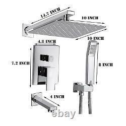 Shower Faucet System Set 10Rainfall Tub Spout with Mixing Valve Chrome Finish