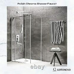 Shower Faucet System Set 10Rainfall Tub Spout with Mixing Valve Chrome Finish