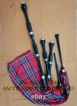 Si Rosewood Highland Bagpipe Set Black Colored (gloss Finish)