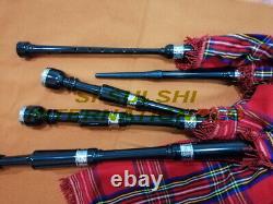 Si Rosewood Highland Bagpipe Set Black Colored (gloss Finish)