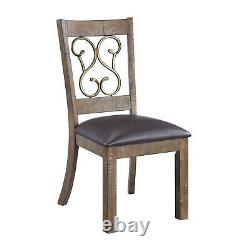 Side Chair (Set-2) in Black PU & Weathered Cherry Finish