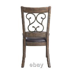 Side Chair (Set-2) in Black PU & Weathered Cherry Finish